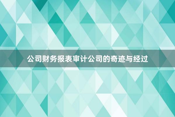 公司财务报表审计公司的奇迹与经过